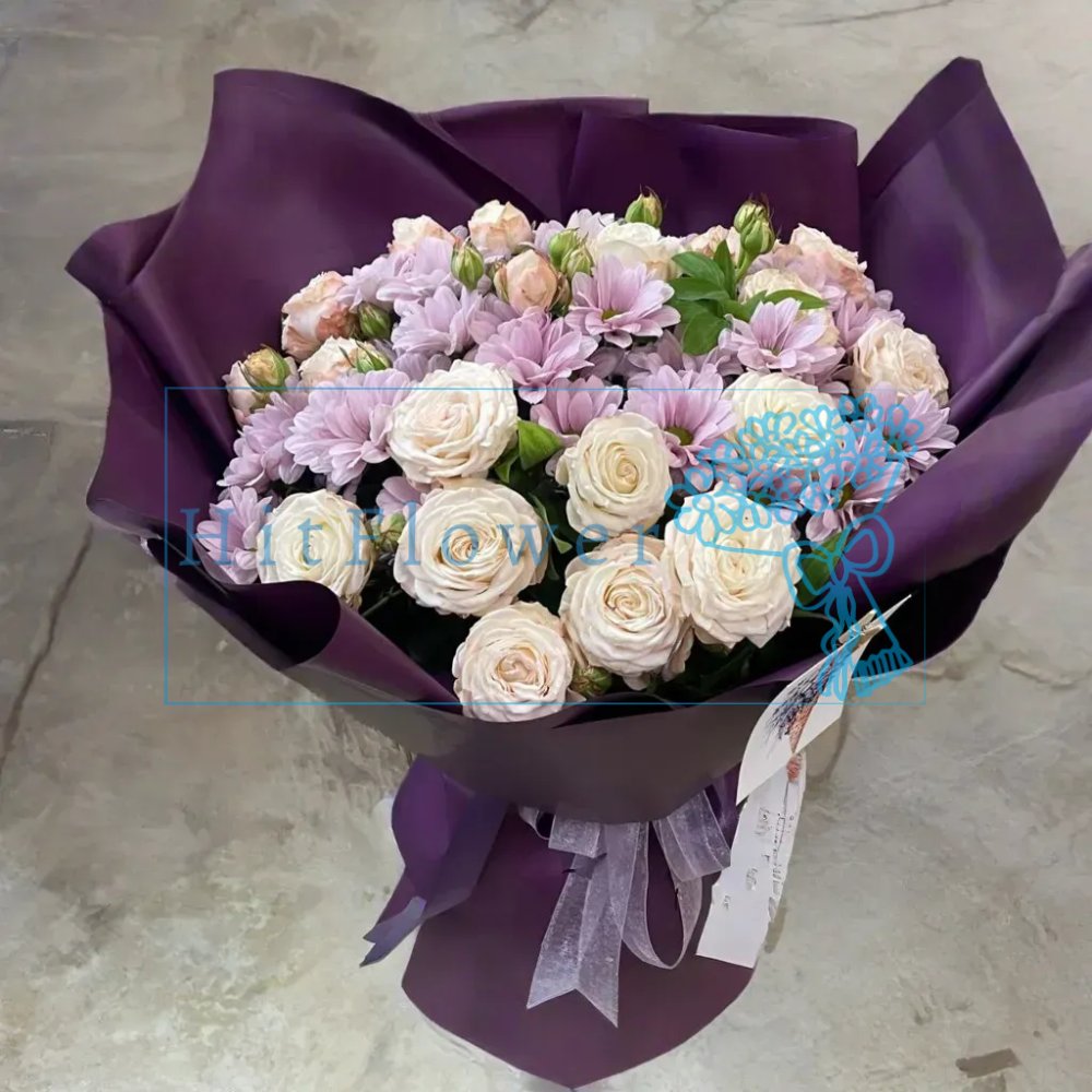 Букет цветов из: Розы и Хризантемы